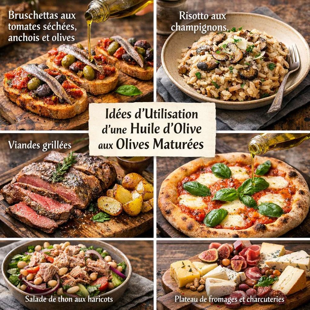 Avec quels plats utiliser une huile d’olive aux olives maturées ?