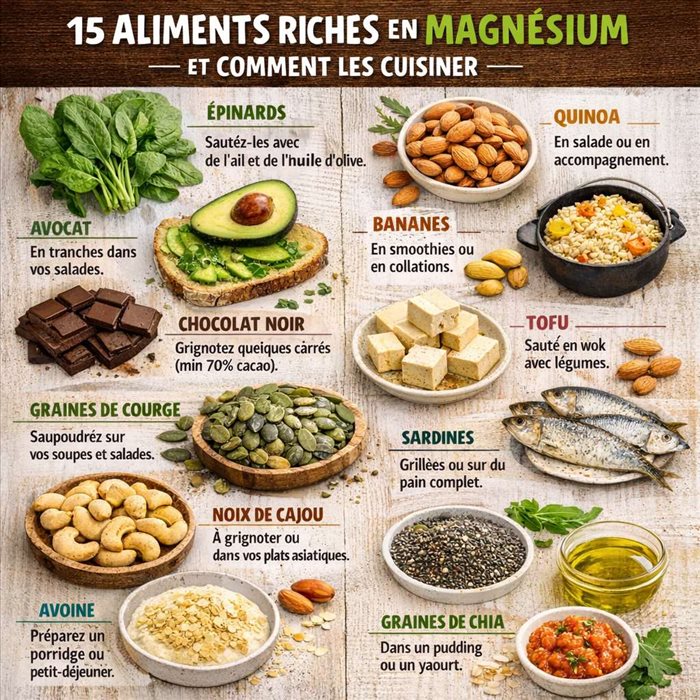 15 aliments riches en magnésium et comment les cuisiner