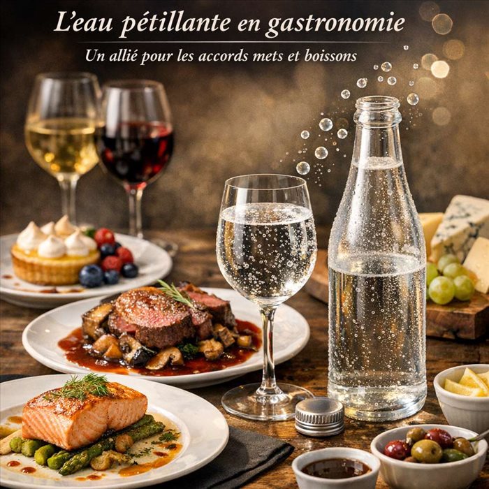 L'eau pétillante en gastronomie : accords mets et boissons