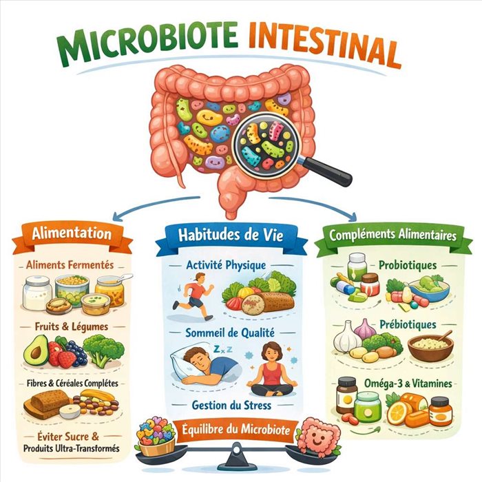 Microbiote intestinal : alimentation et compléments alimentaires